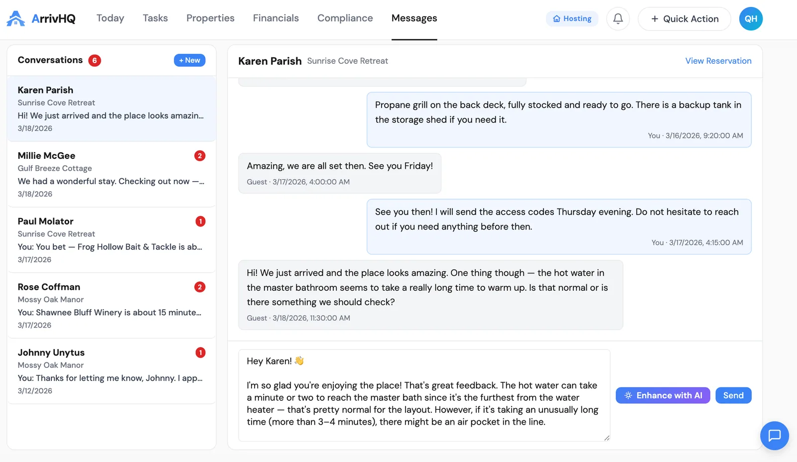 AI concierge drafting a guest reply