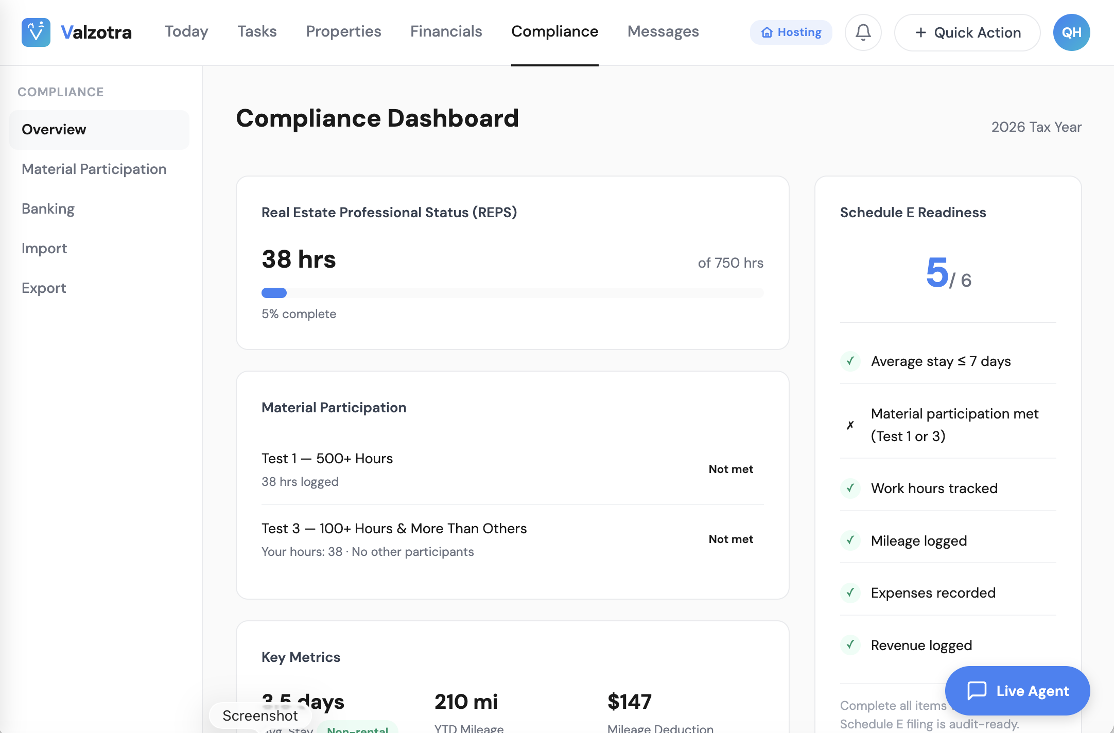 Compliance tracking and export